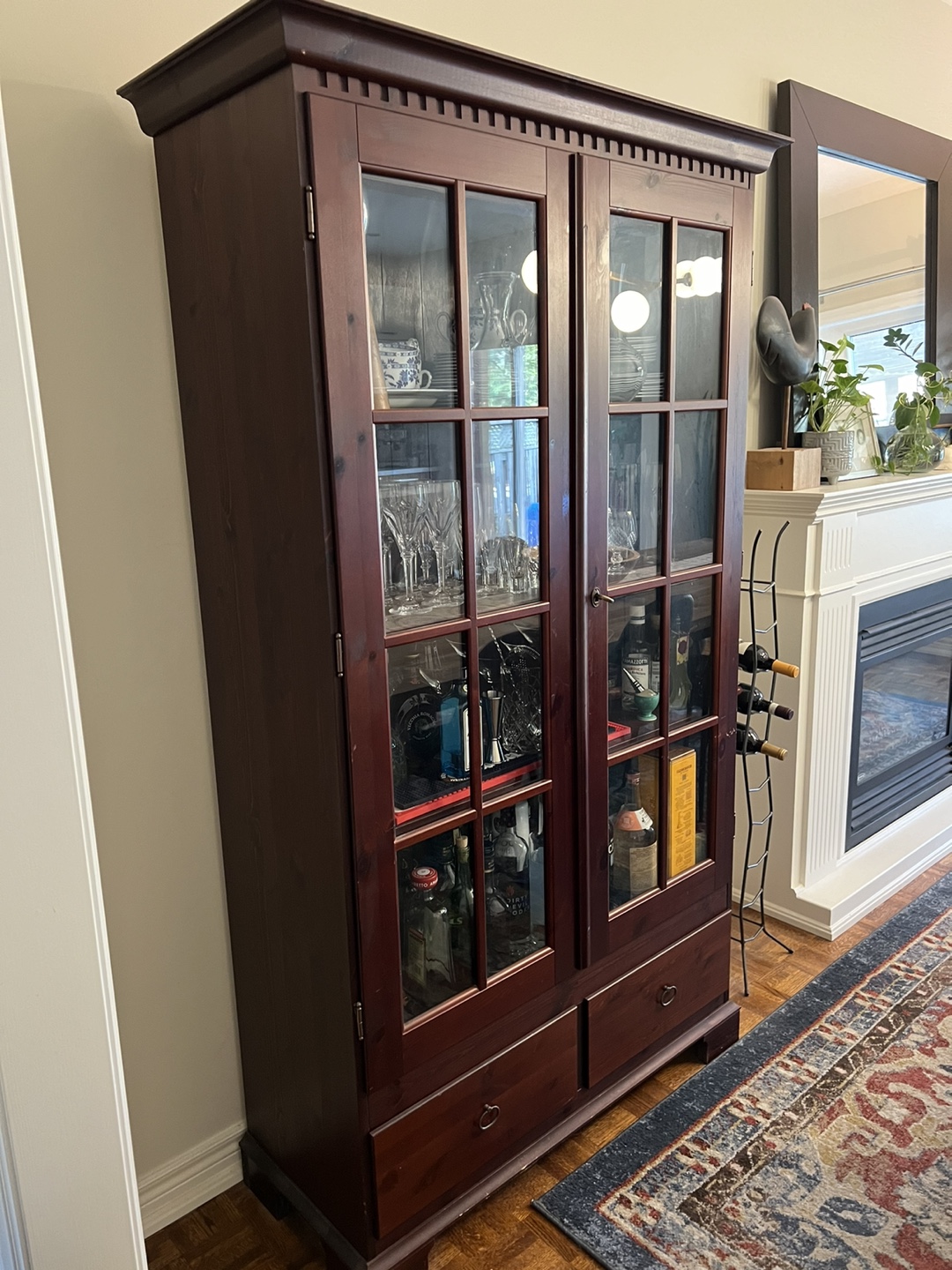 Wooden Cabinet with Glass Doors
