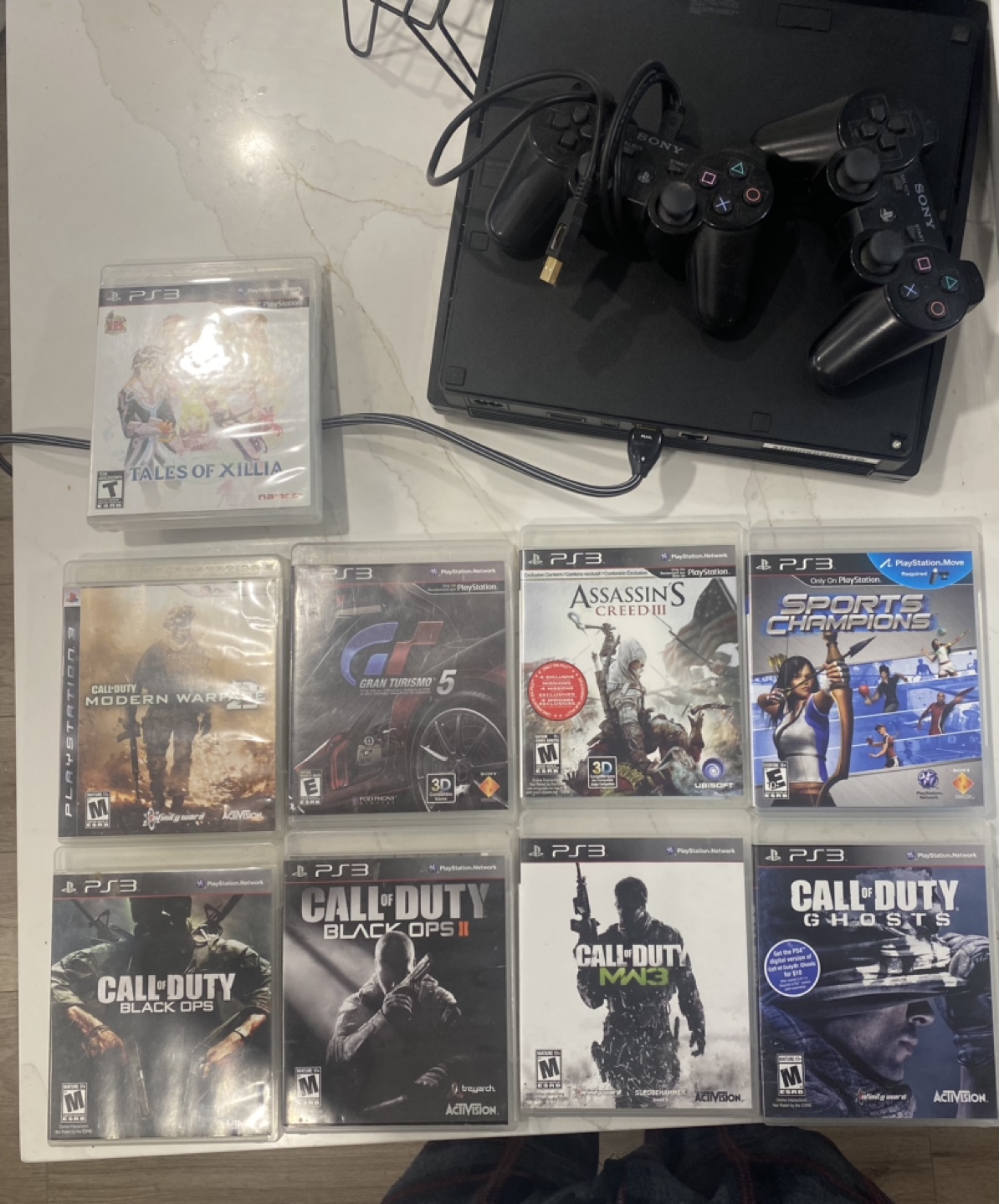 PS3 Console with 2 Controllers and 9 Games - photo 3