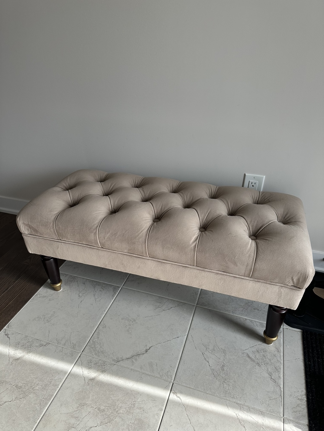 Beige Tufted Ottoman Bench