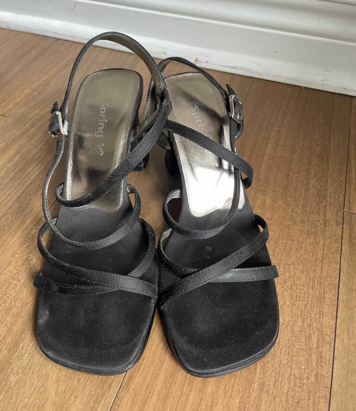 Black Satin Heeled Sandals size 5/6 - photo 3