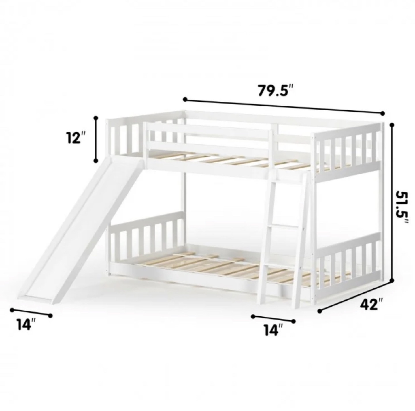 White Twin Bunk Bed with Slide