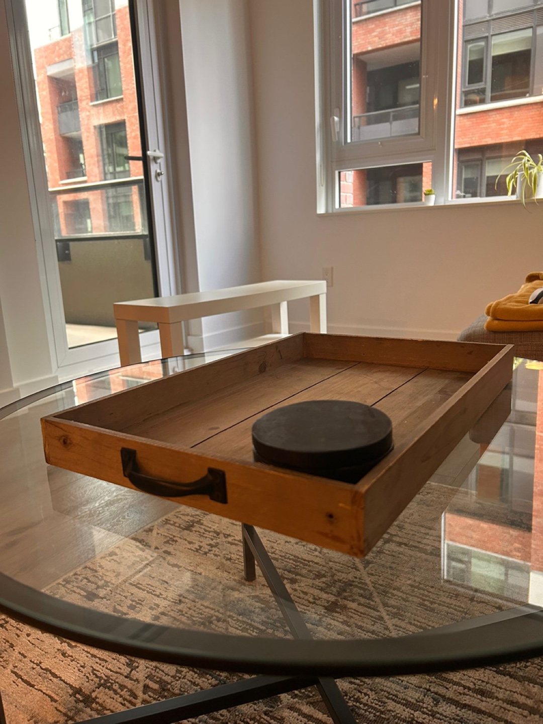 Wooden Tray with Four Round Coasters