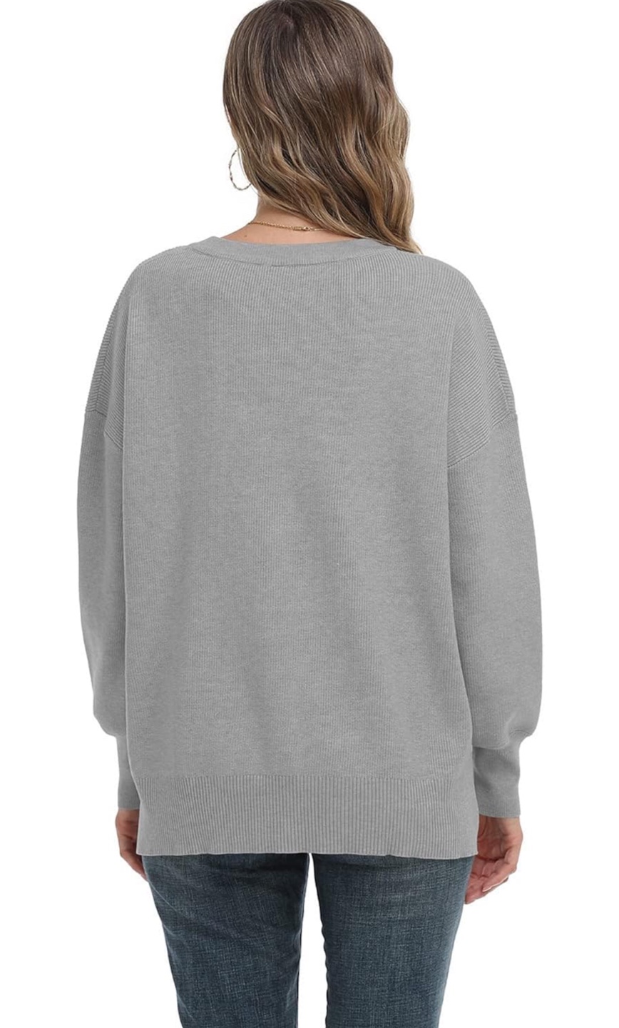 NEW! PCEAIIH Crewneck Oversized Side Slit Ribbed Knit Pullover - photo 3