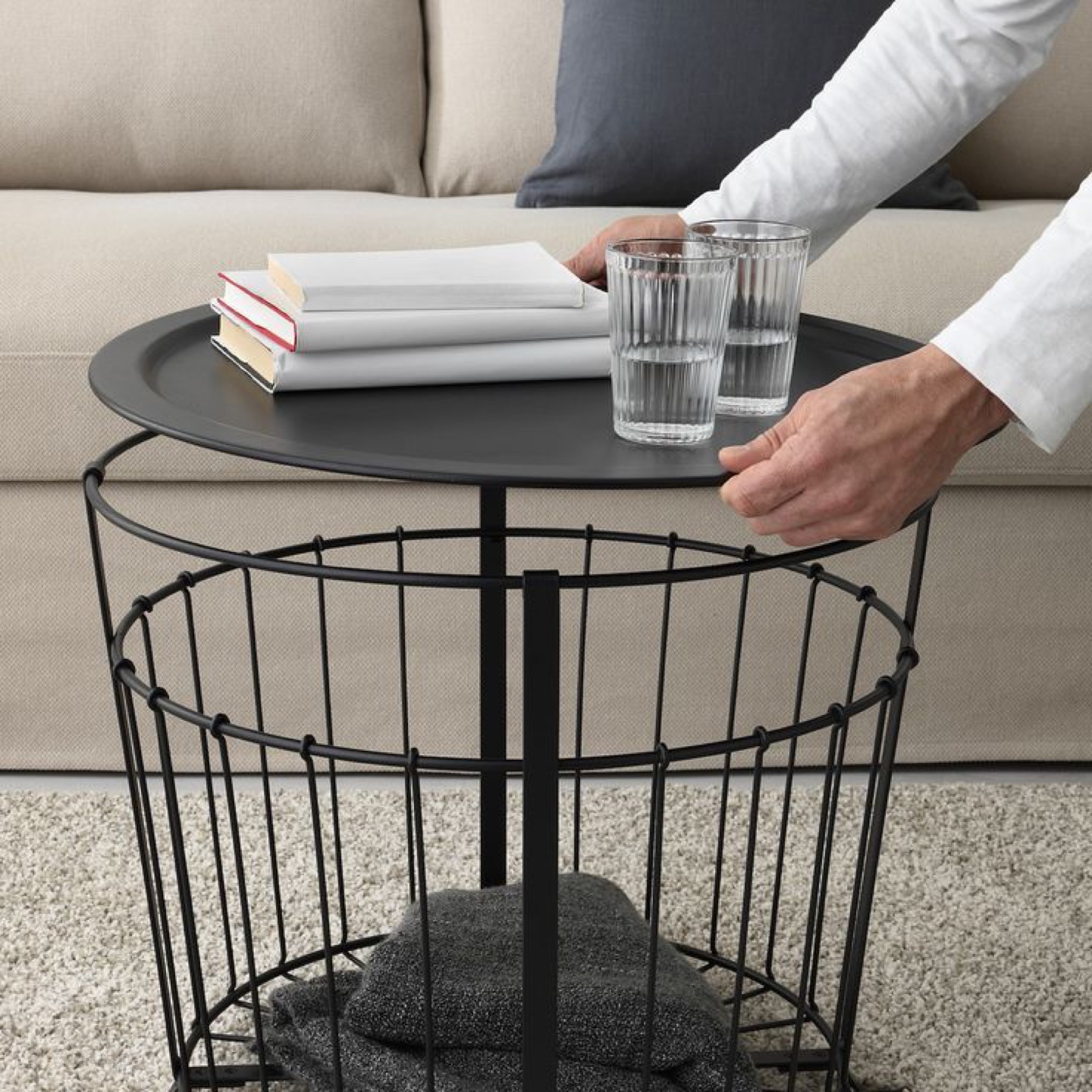 IKEA Black Side Table with Storage - photo 3
