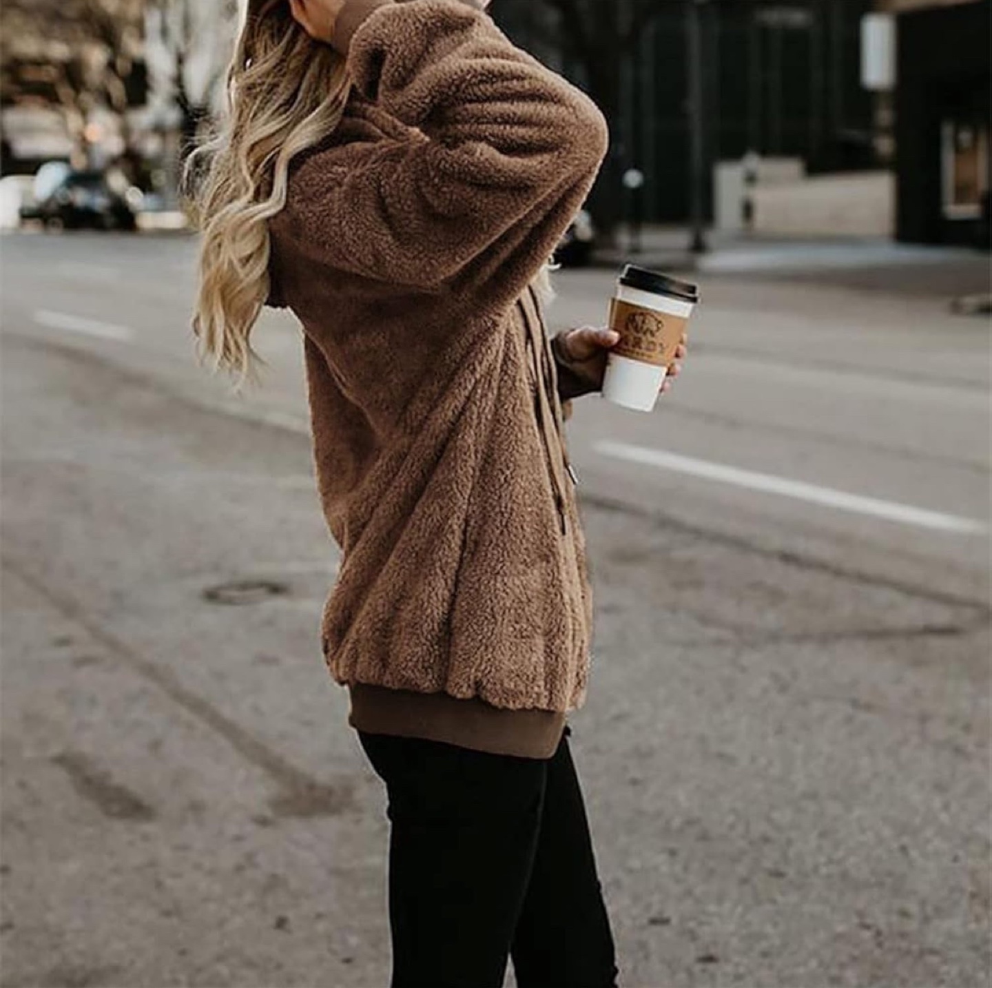 NEW! Brown Fuzzy Oversized Hoodie - photo 4