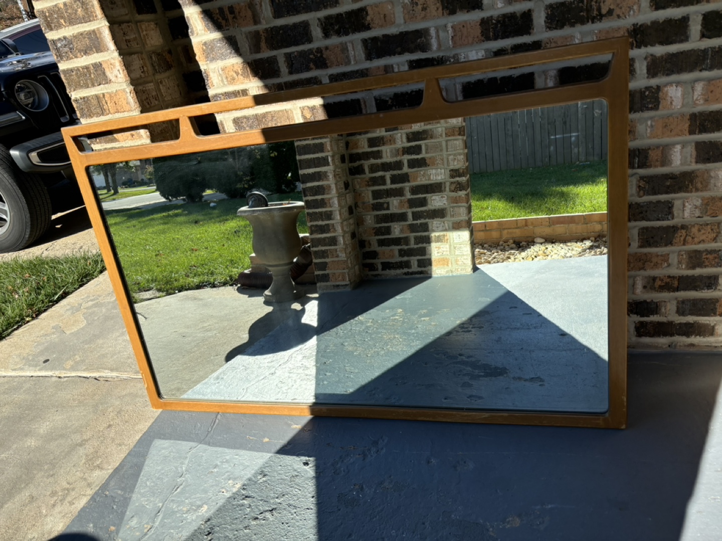 Mid Century Modern Wood Framed Mirror - photo 3