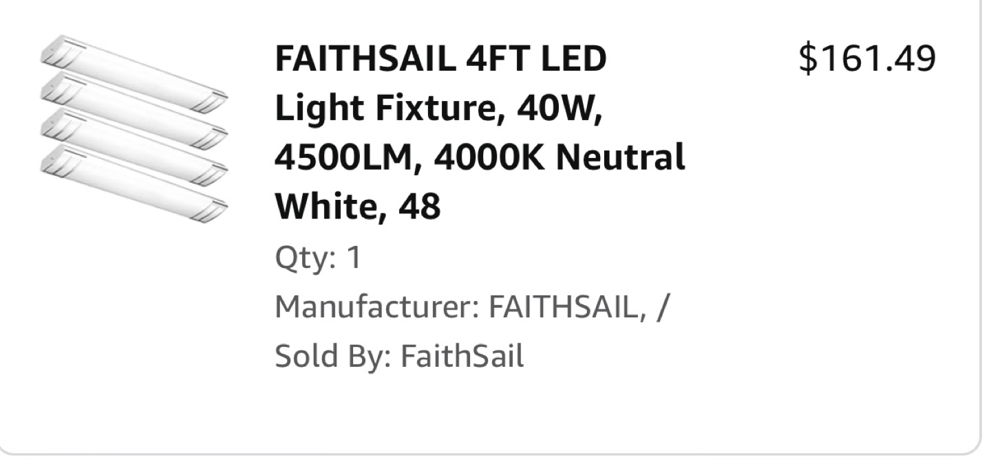 FAITHSAIL 4FT LED Light Fixtures (x4)