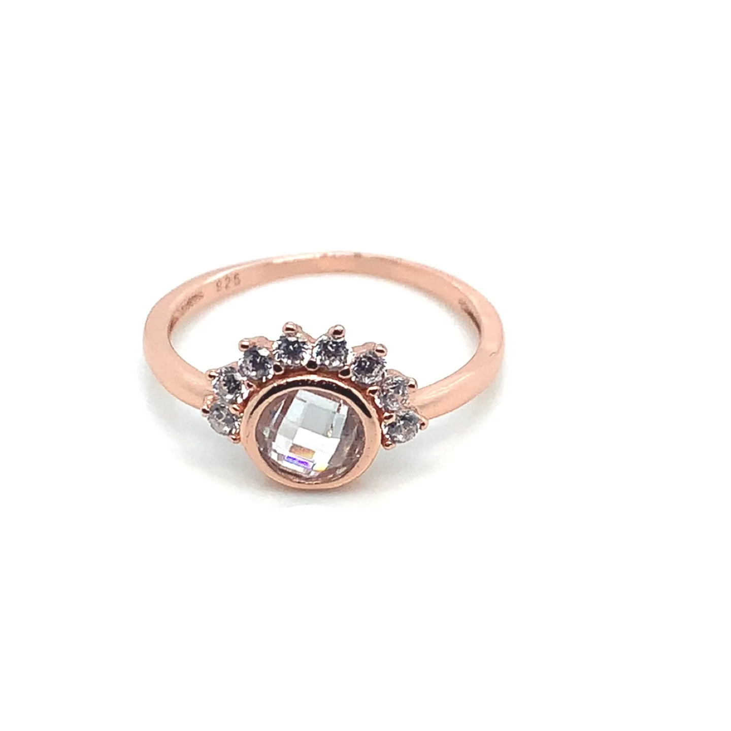 Sterling silver 925 CZ Sunrise Ring size 7 Rose gold vermeil image indicator(2)