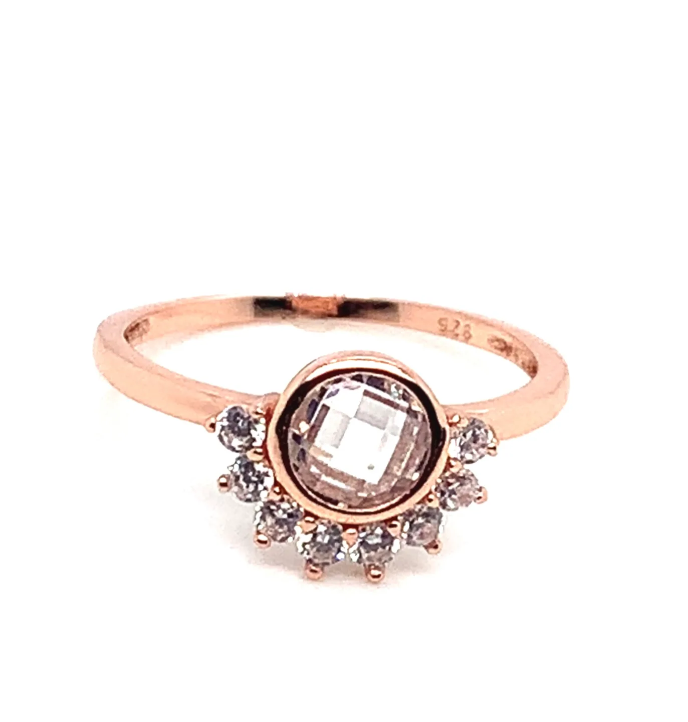 Sterling silver 925 CZ Sunrise Ring size 7 Rose gold vermeil image indicator(7)