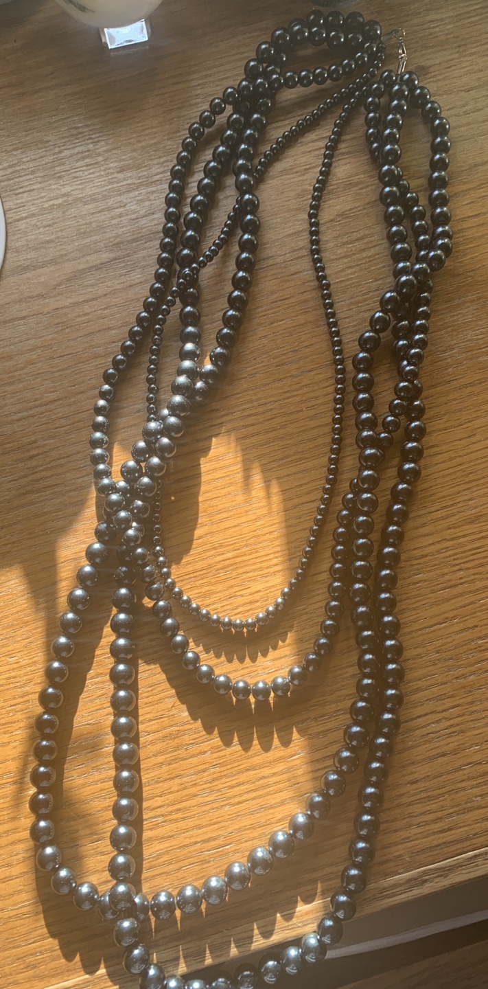 Black Beaded 4 Strand Necklace
