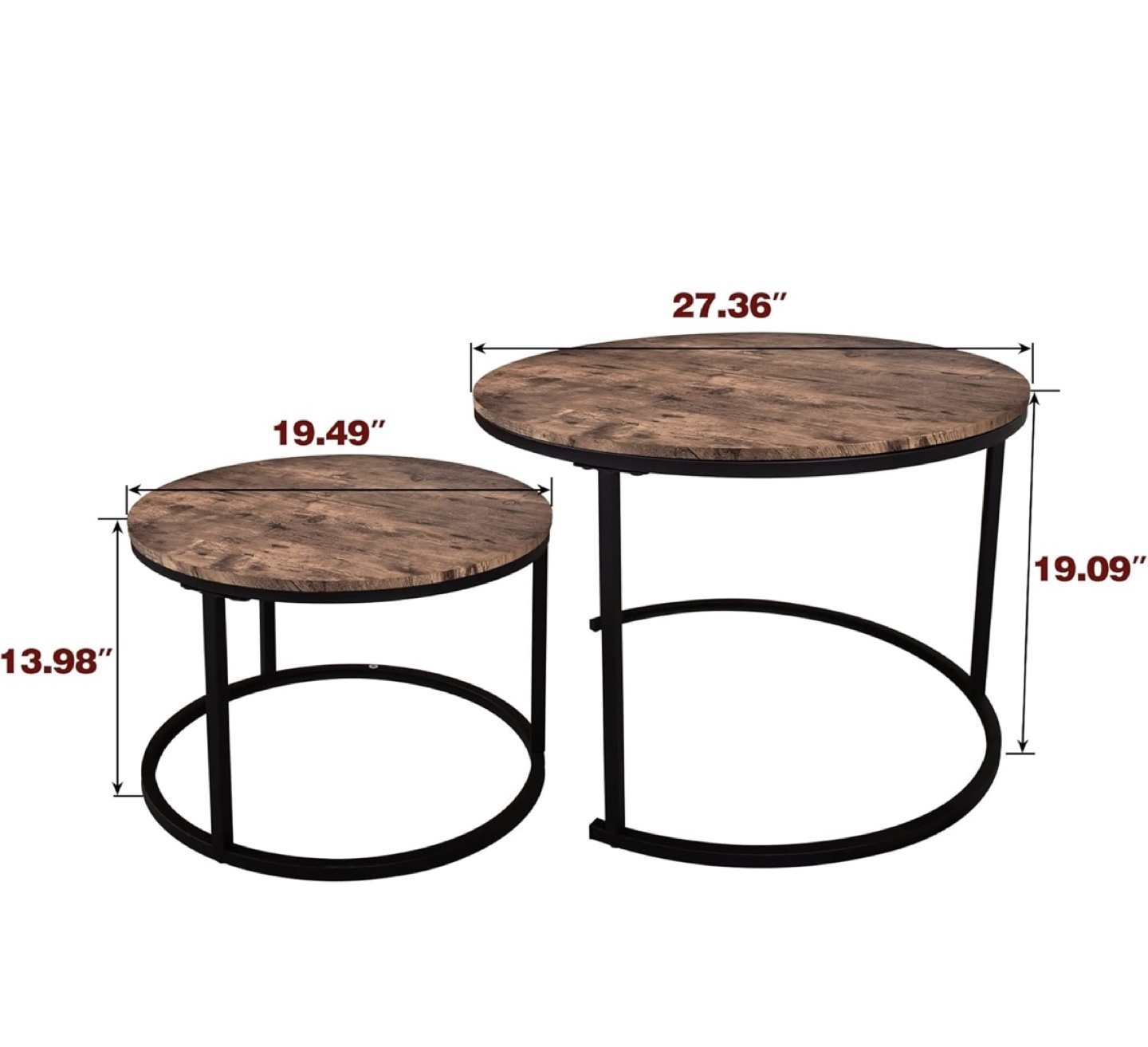 Round Nesting Coffee Tables Set of 2 - photo 3