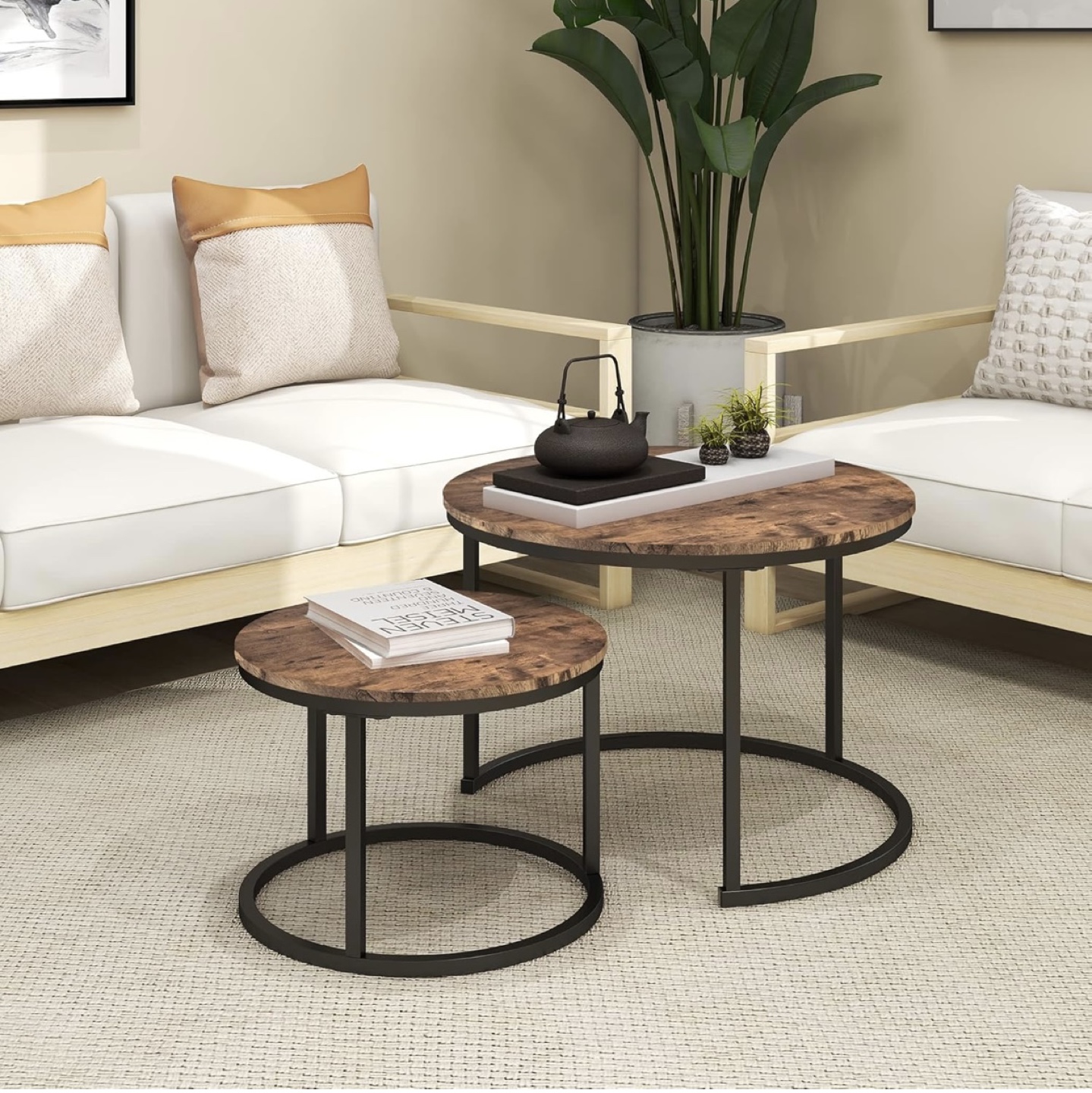 Round Nesting Coffee Tables Set of 2