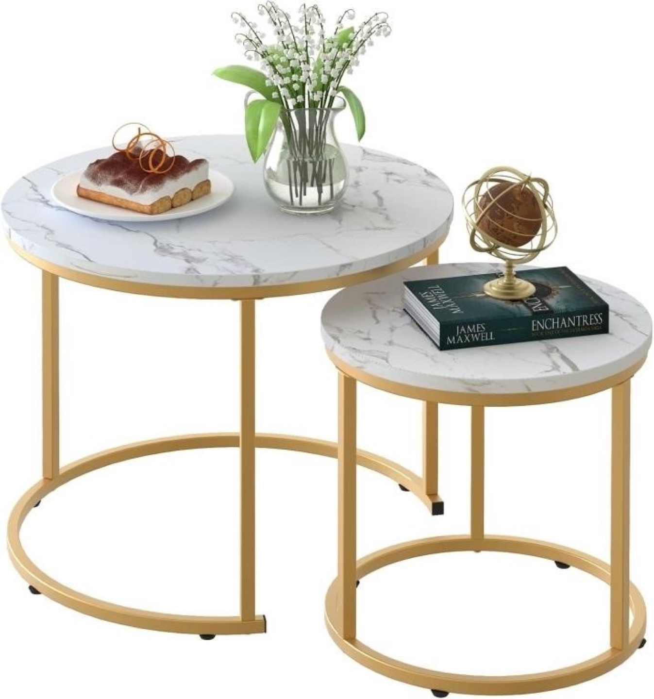 Set of 2 Gold Round Nesting Tables