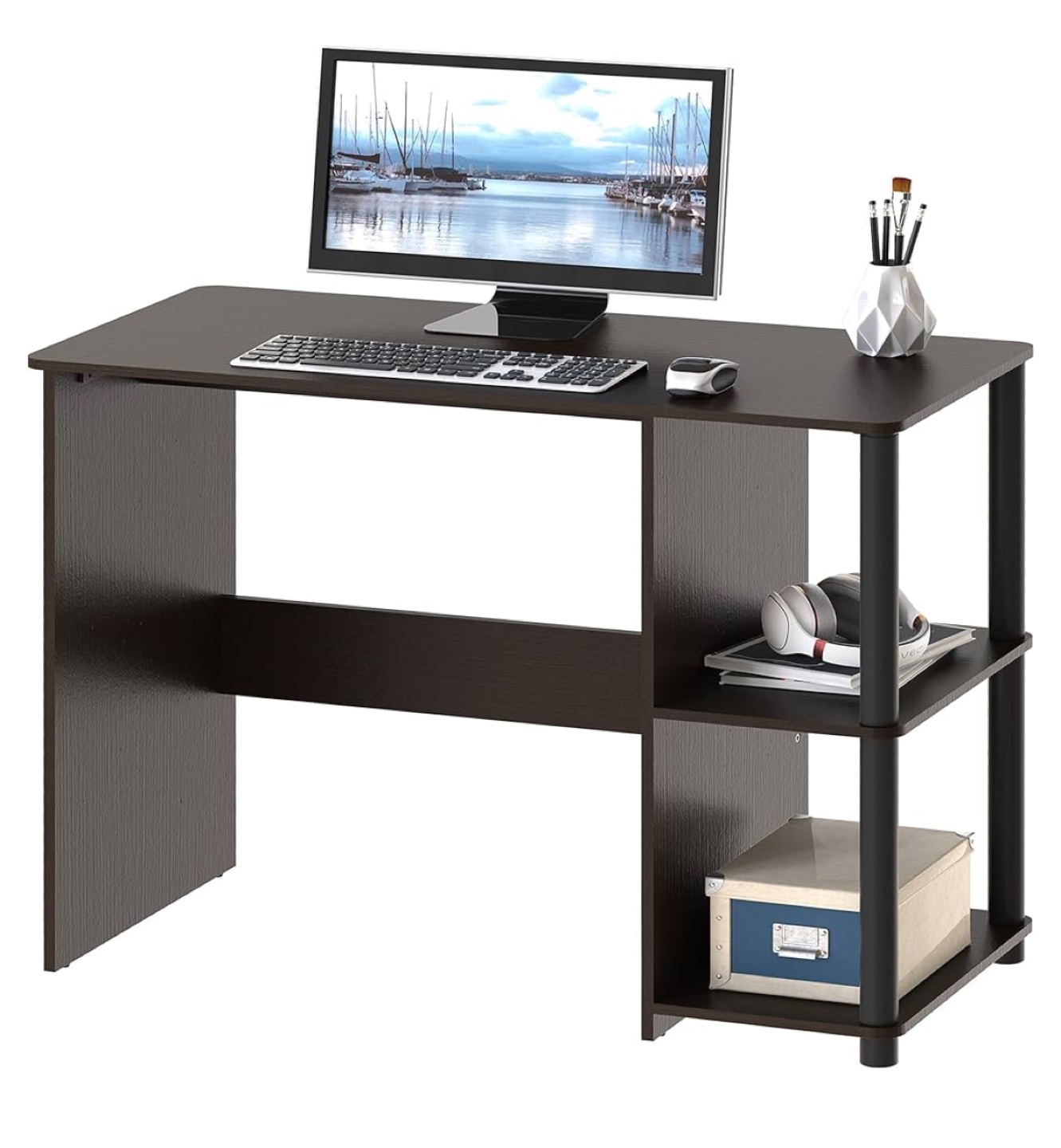 New Brown desk with shelves - 35 inches