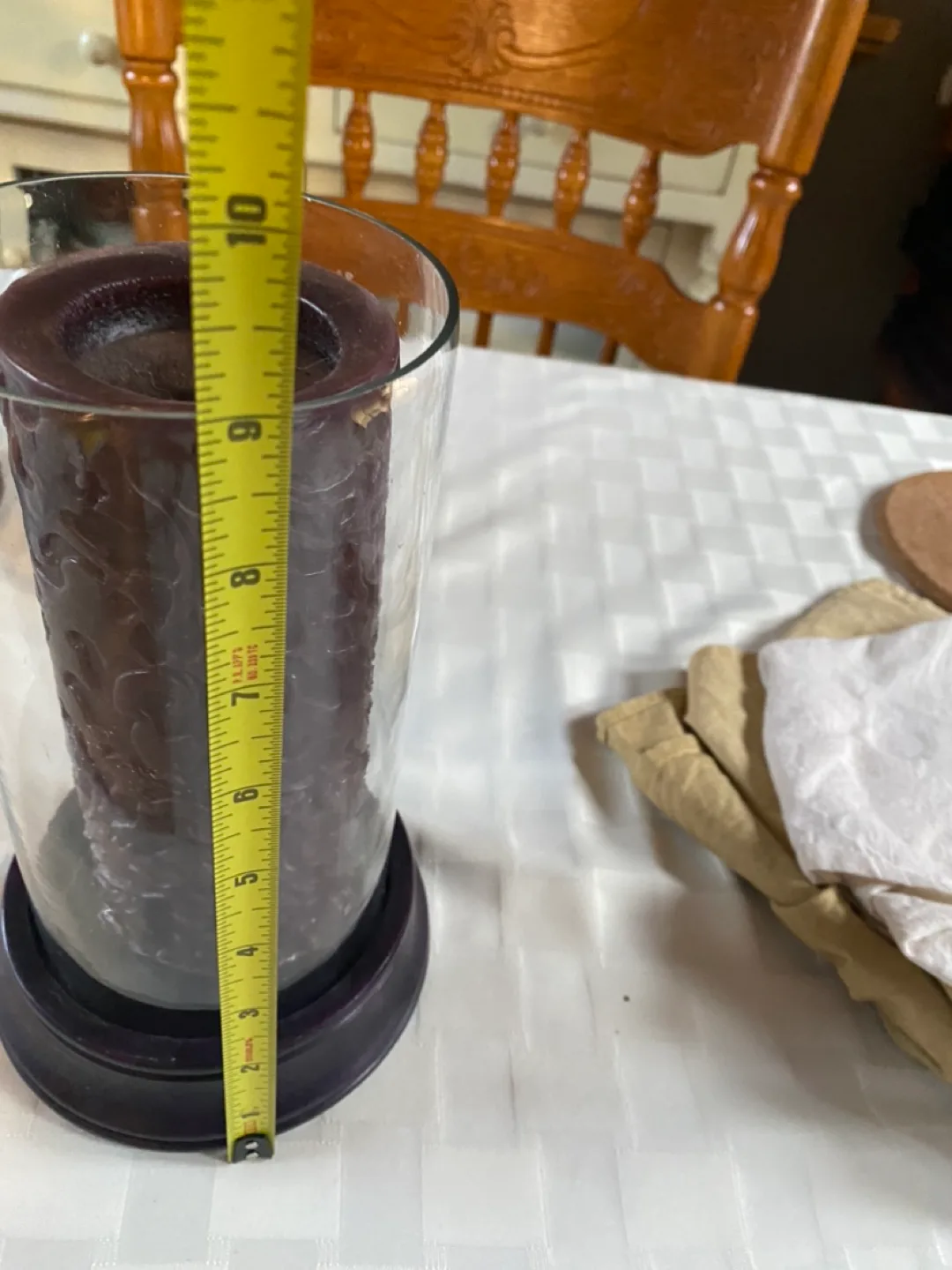 #THIRFTYPICKS—Two Tall Glass Candle Holders with Wooden Base image indicator(2)