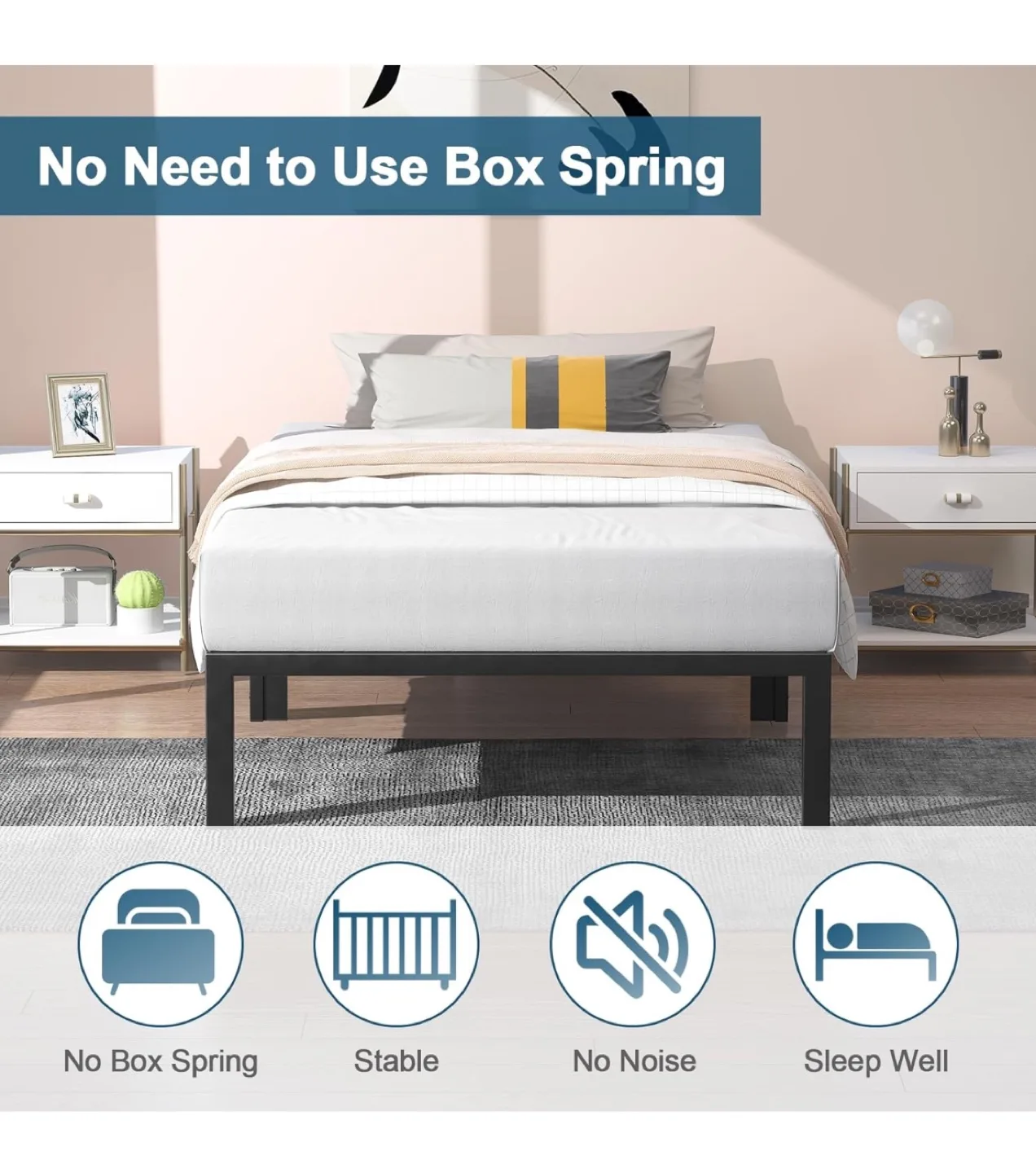 Metal Bed Frame with 8 Thickened Support Legs image indicator(6)