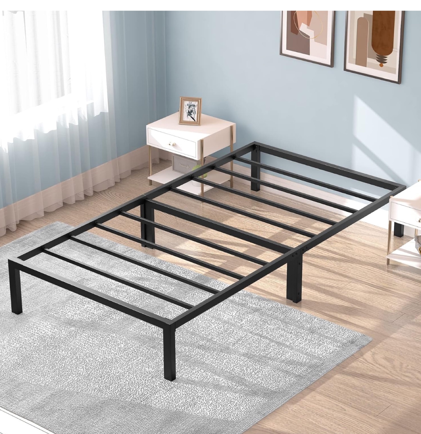 Metal Bed Frame with 8 Thickened Support Legs