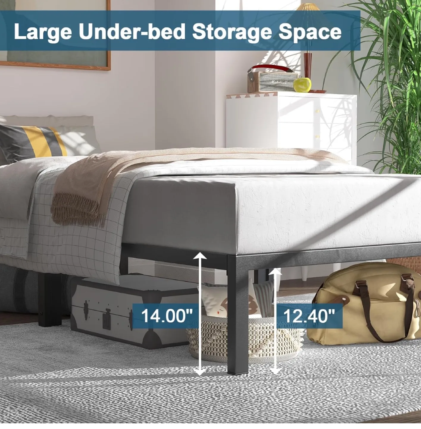 Metal Bed Frame with 8 Thickened Support Legs image indicator(5)