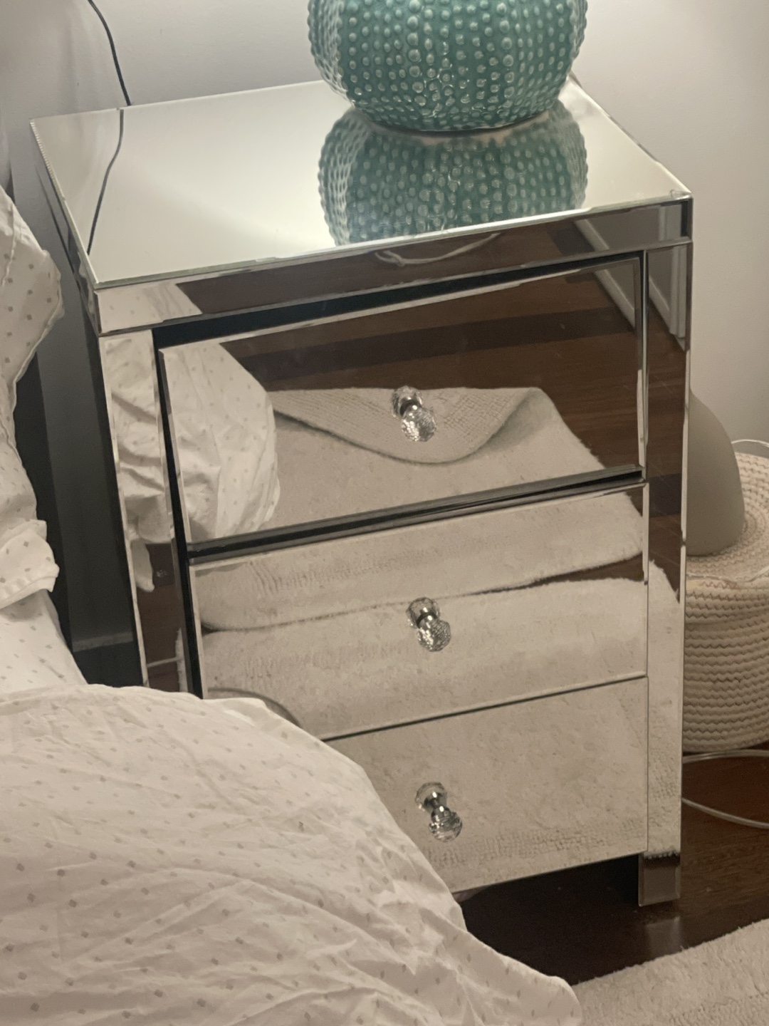 Mirrored Nightstand with drawers