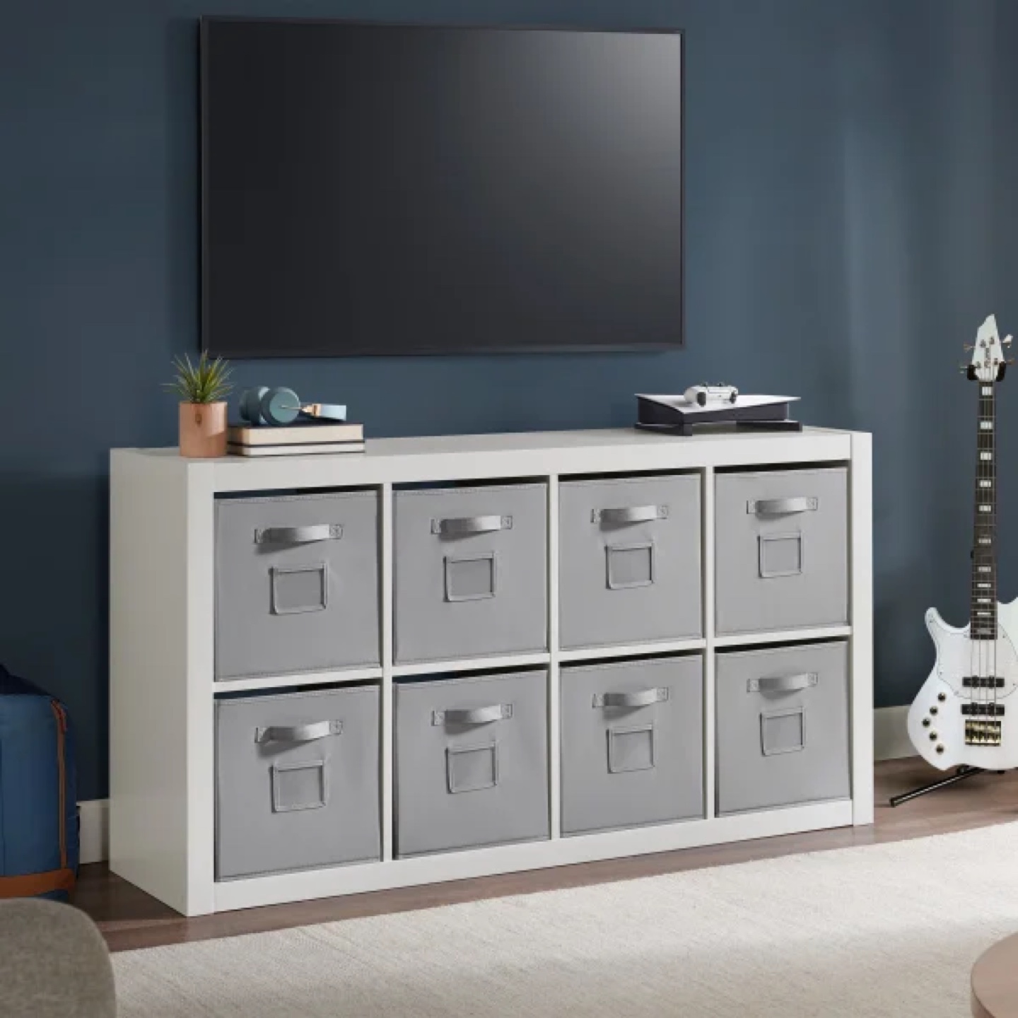 White Cube Storage Shelf with 8 fabric Bins - photo 4