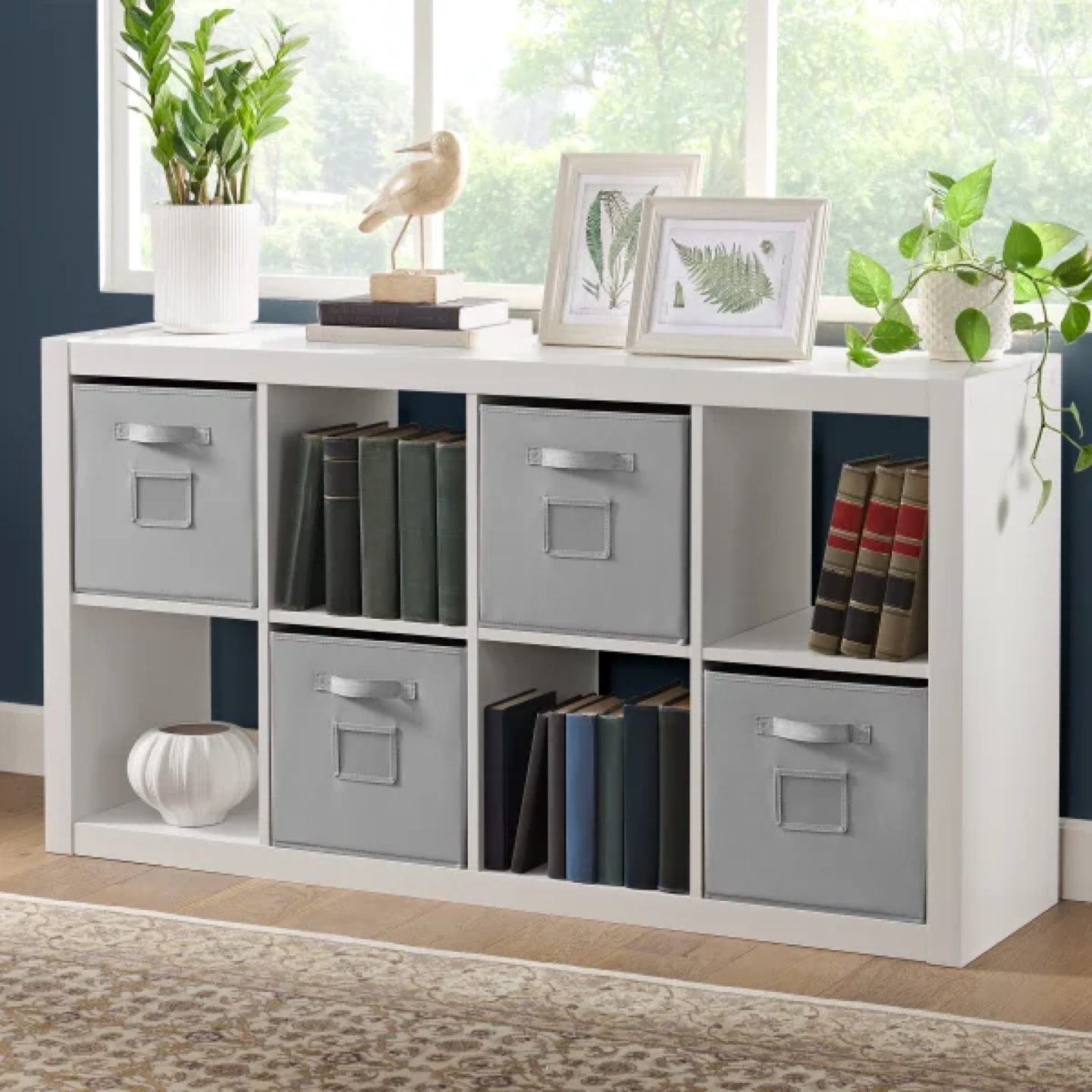 White Cube Storage Shelf with 8 fabric Bins - photo 2