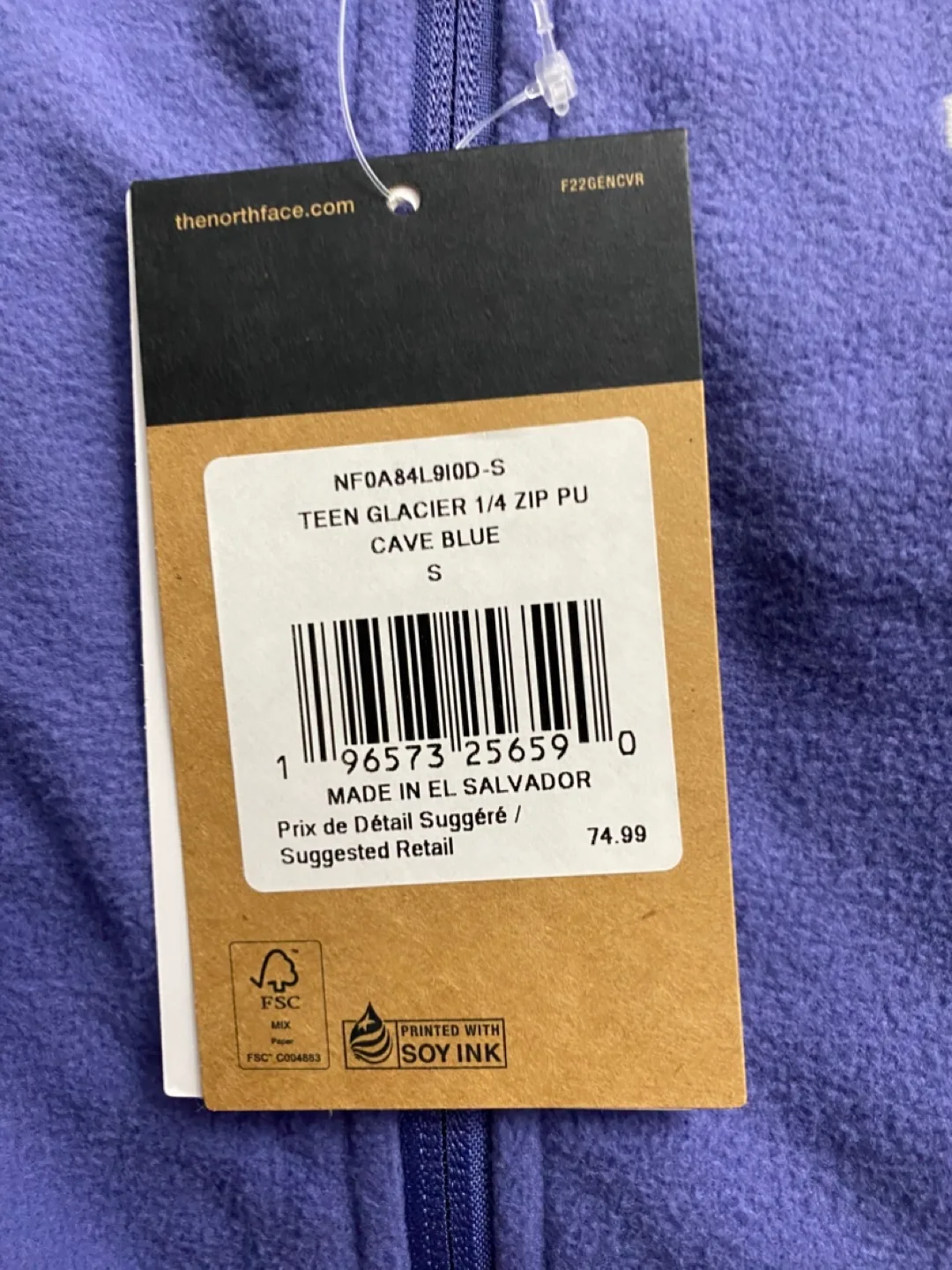 The North Face Teen Glacier 1/4 Zip Pullover - Size S image indicator(2)