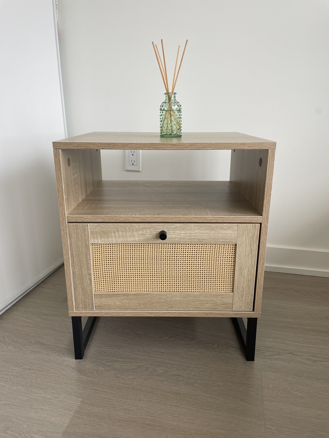 Nightstand with Rattan Detail