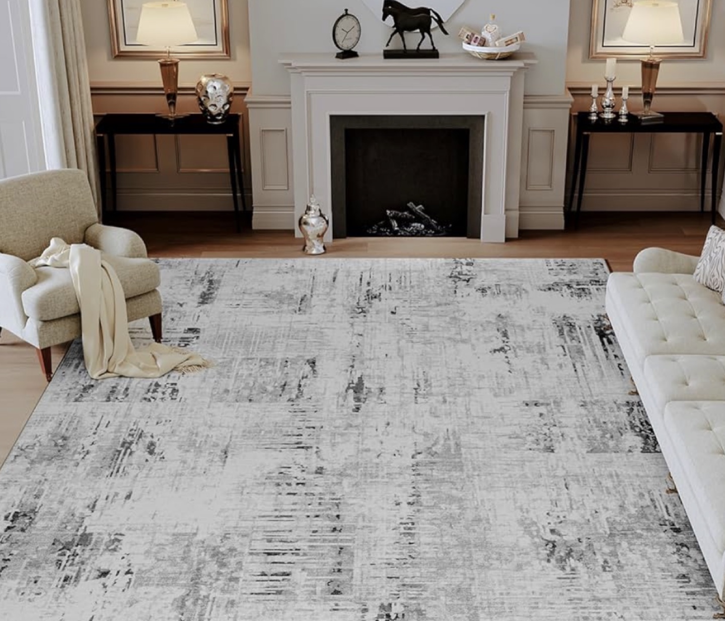 Grey Abstract  Living Room  Rug