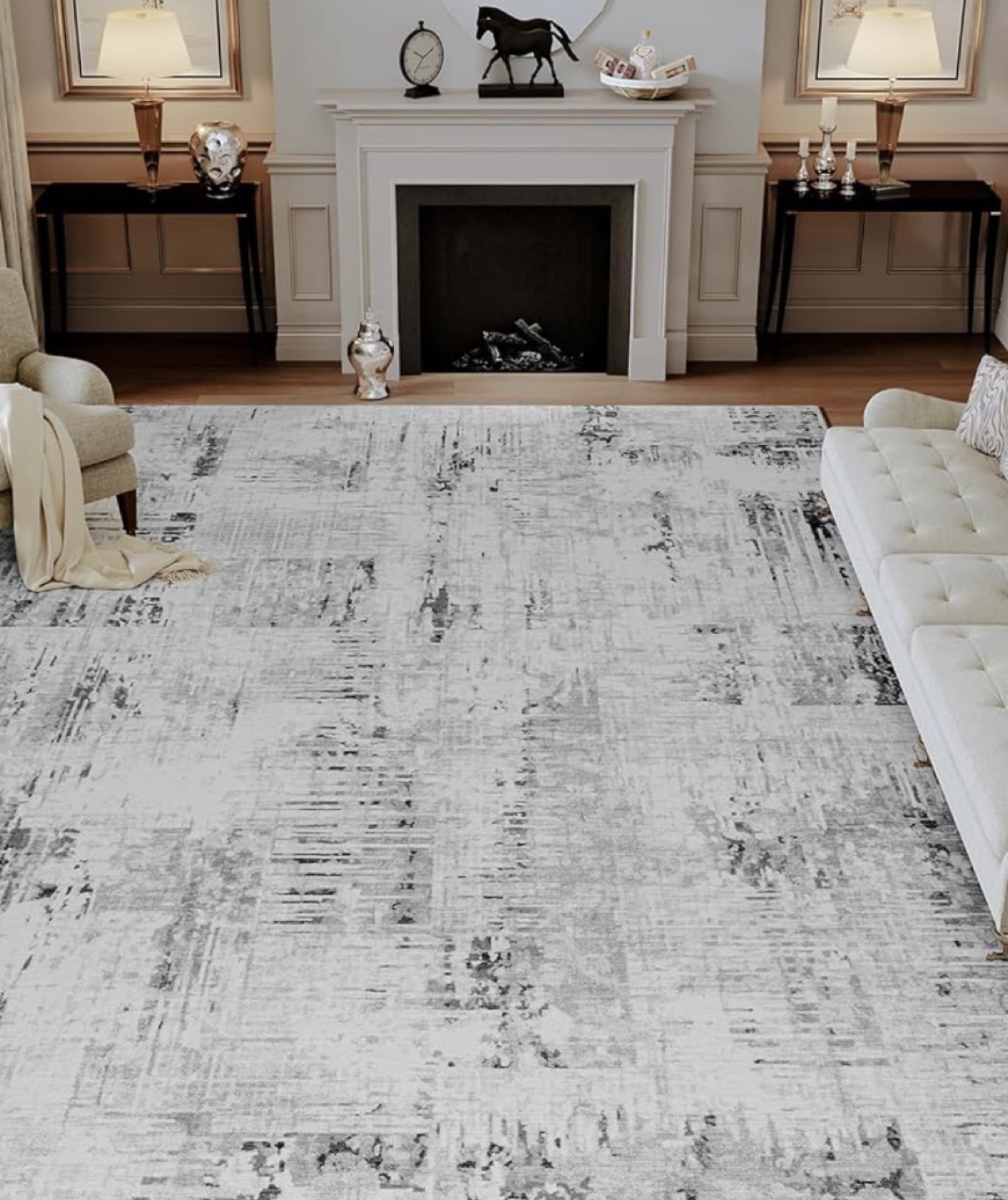 Grey Abstract  Living Room  Rug - photo 4