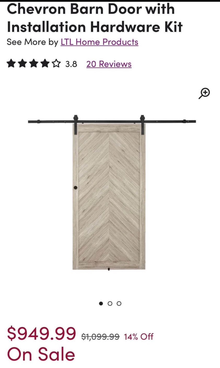 Chevron Barn Door with Installation Hardware Kit