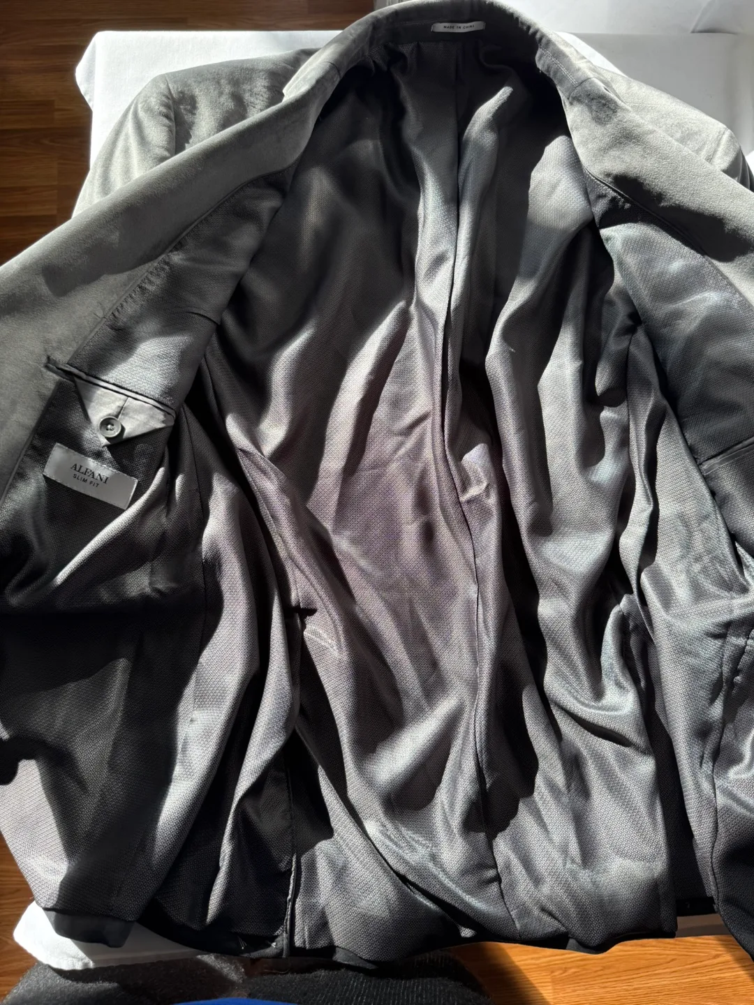 Alfani Men's Slim Fit Solid Velvet Sport Coat Grey 48R image indicator(5)