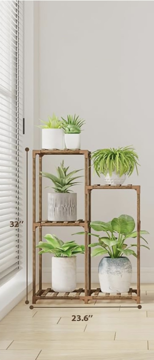 Wooden Plant Stand + 2 plants + 2 vase 🧡 - photo 2