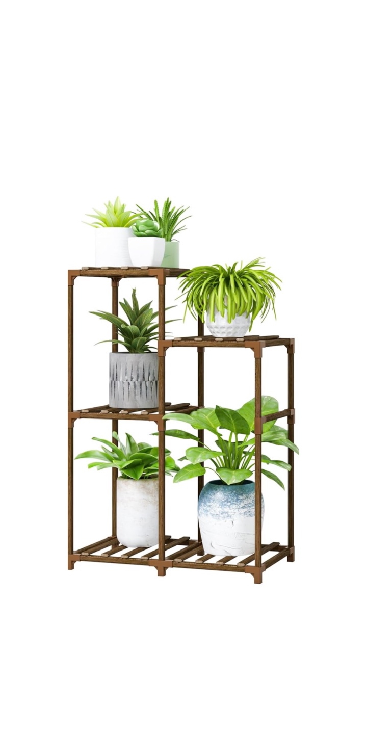 Wooden Plant Stand + 2 plants + 2 vase 🧡