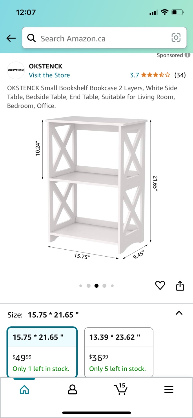 White 2 Shelf Bookcase