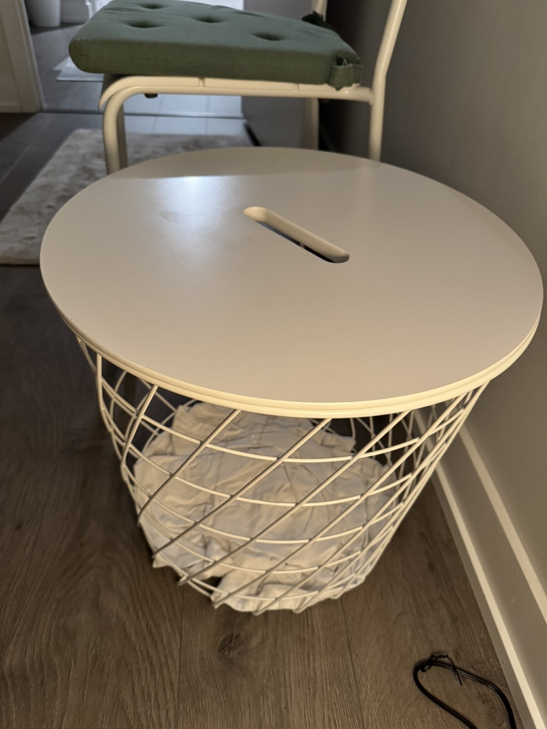White Wire Storage Ottoman - photo 2