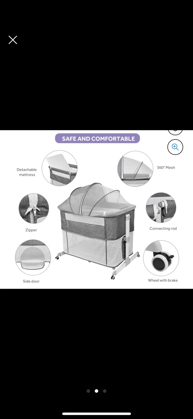 4-in-1 Baby Bassinet, Crib, Portable, Mosquito Net Mattress🧡 image indicator(2)