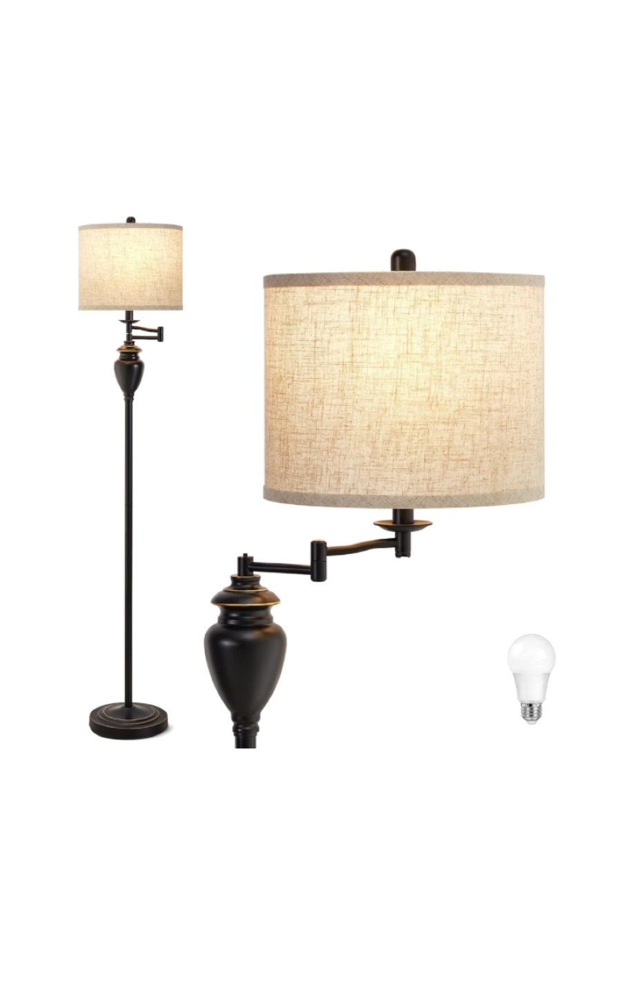 Floor Lamp with Adjustable Swing-Arm