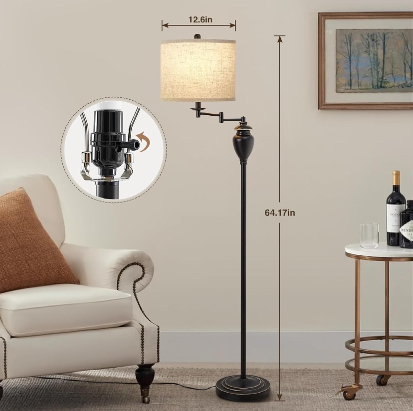 Floor Lamp with Adjustable Swing-Arm - photo 4