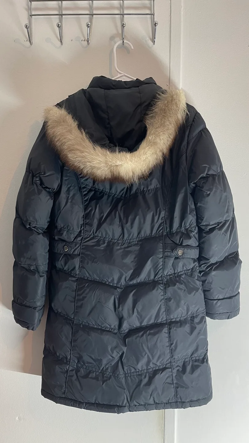 Dark blue Puffer Jacket with Faux Fur Hood 🧡 image indicator(2)