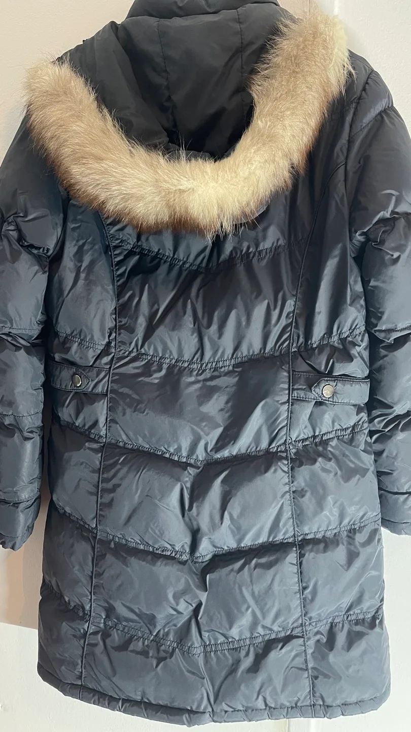 Dark blue Puffer Jacket with Faux Fur Hood 🧡 image indicator(3)