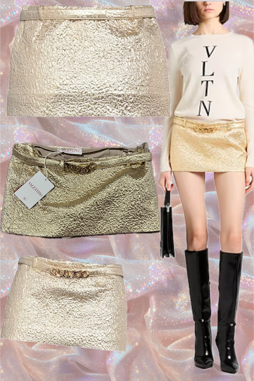 Valentino Gold Mini Skirt