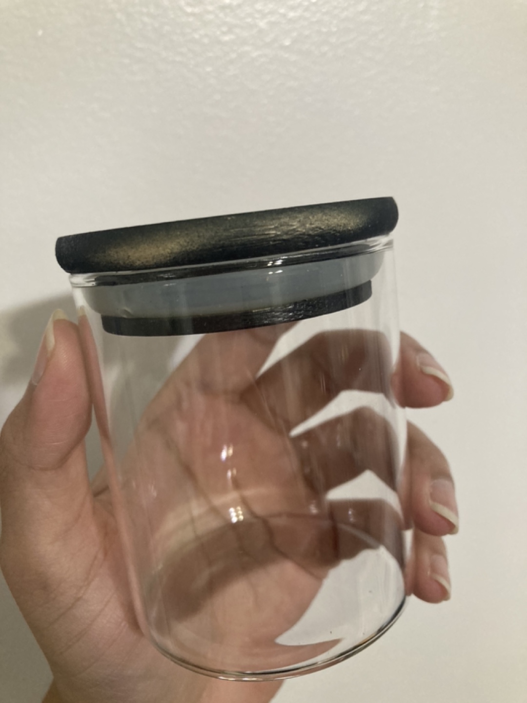 12 Clear Glass Airtight Storage Jars with Black Bamboo Lids - photo 4