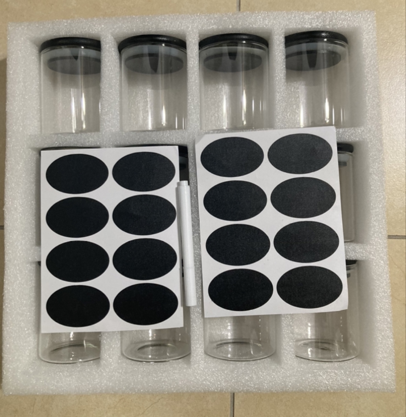 12 Clear Glass Airtight Storage Jars with Black Bamboo Lids - photo 2