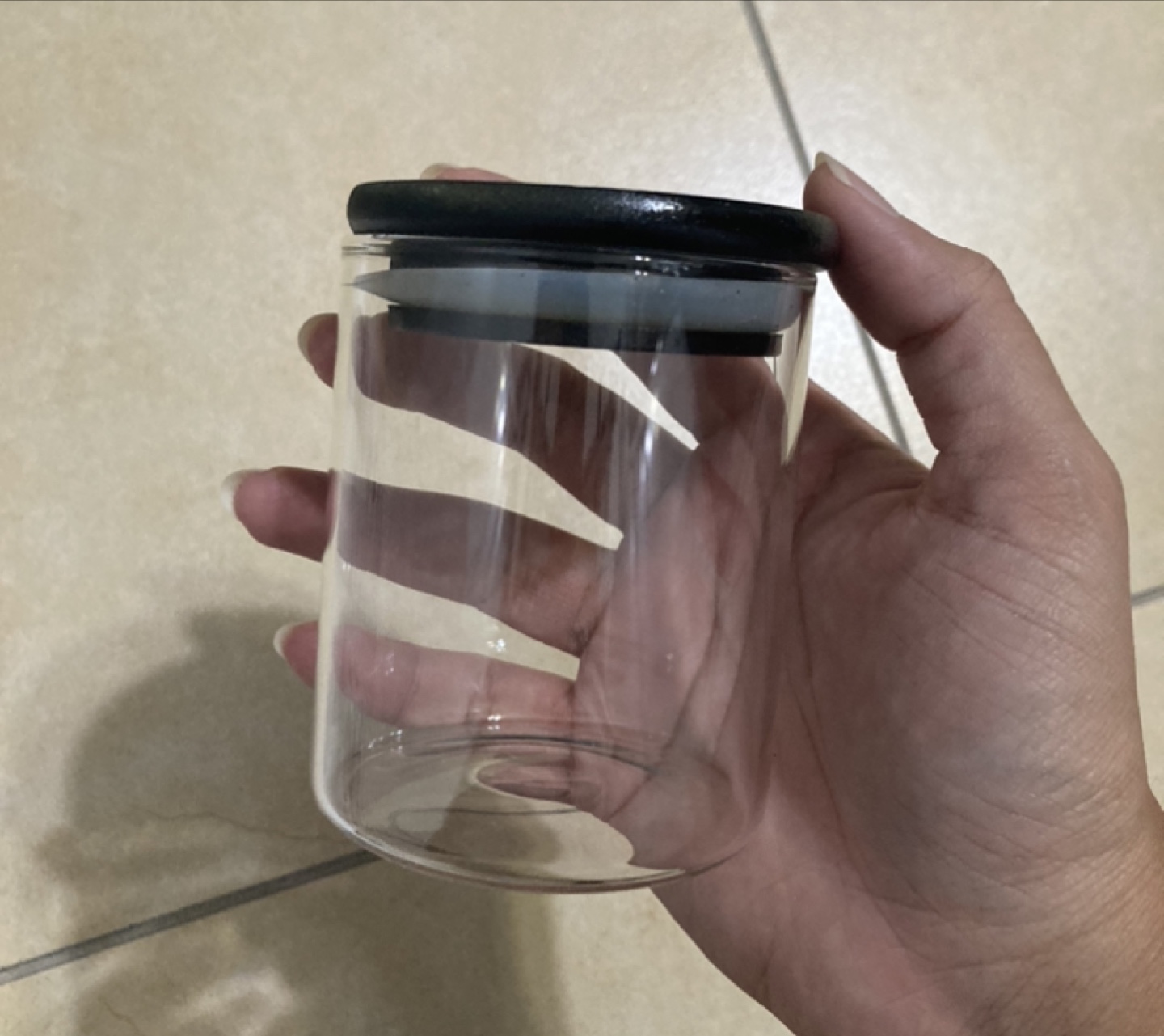 12 Clear Glass Airtight Storage Jars with Black Bamboo Lids - photo 3