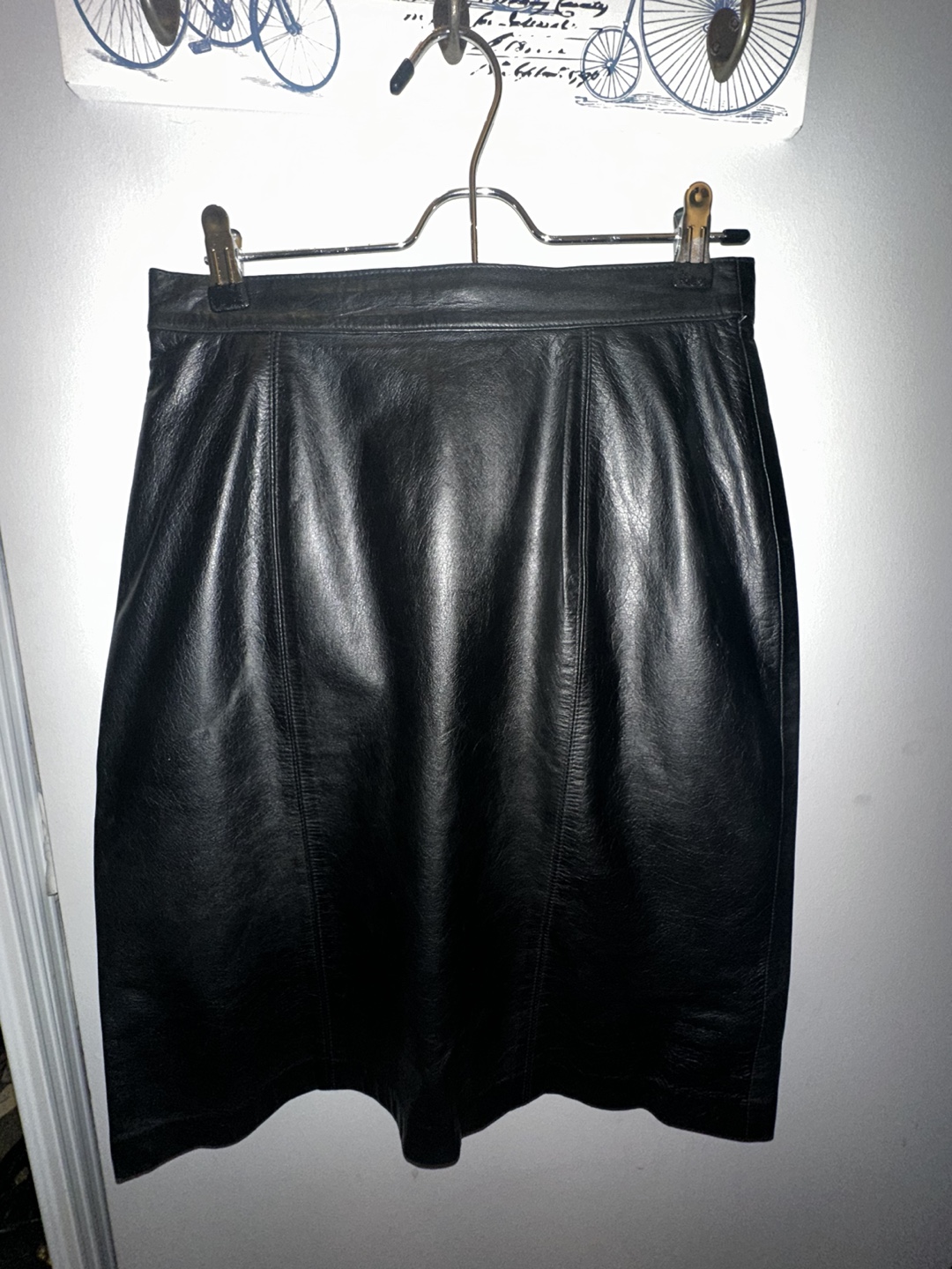 Vintage Black Leather Skirt Size 10