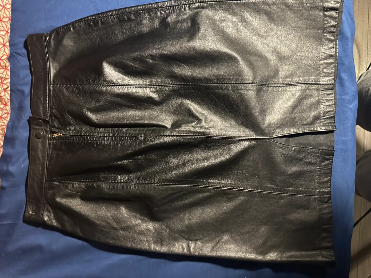 Vintage Black Leather Skirt Size 10 image indicator(3)