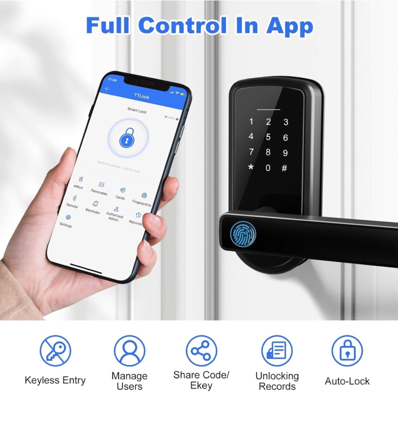 Smart  Lock with Fingerprint, IC Card, Bluetooth / App Control - photo 4