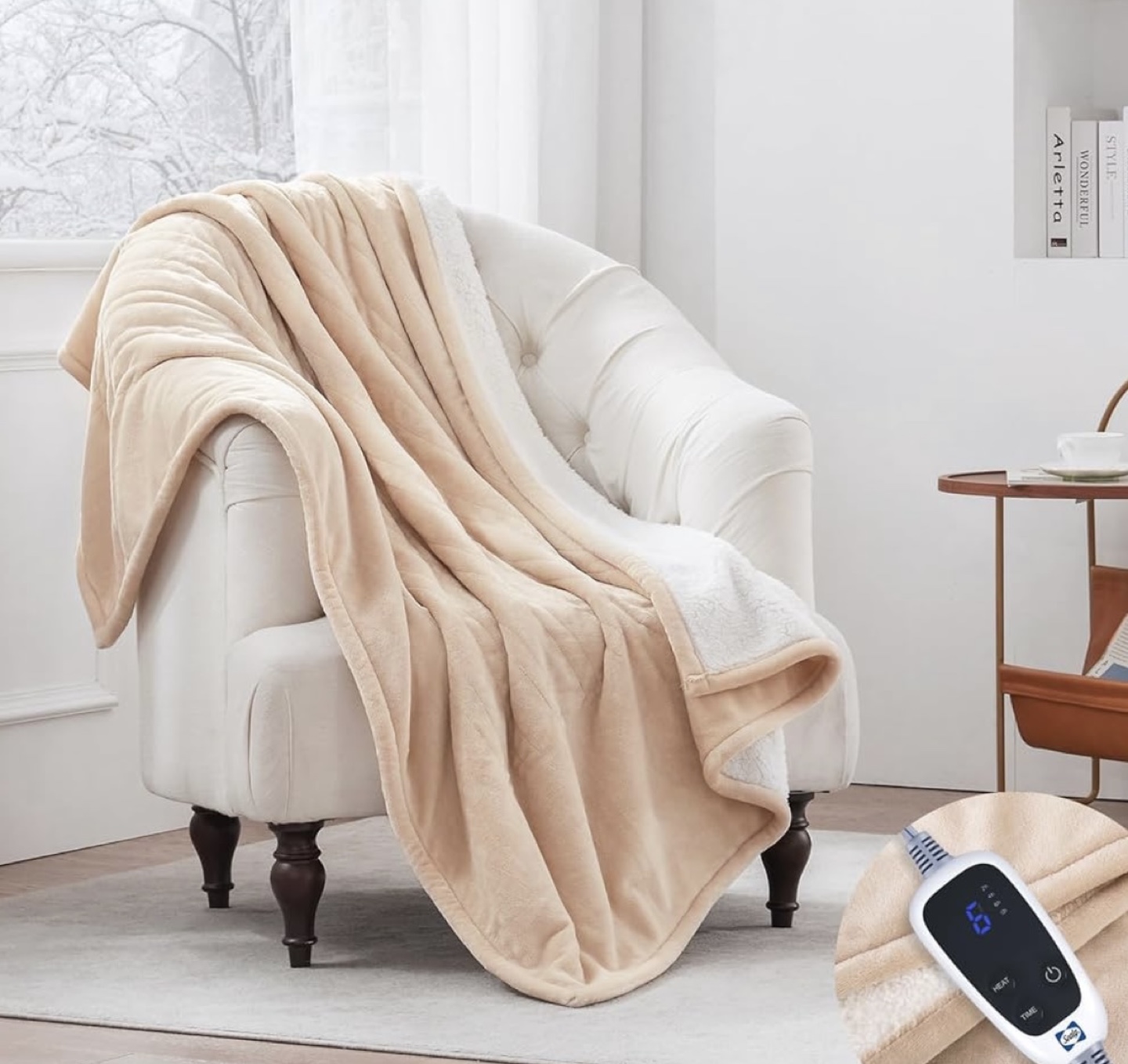 Cozy elegance, The perfect beige electric throw by Sealy