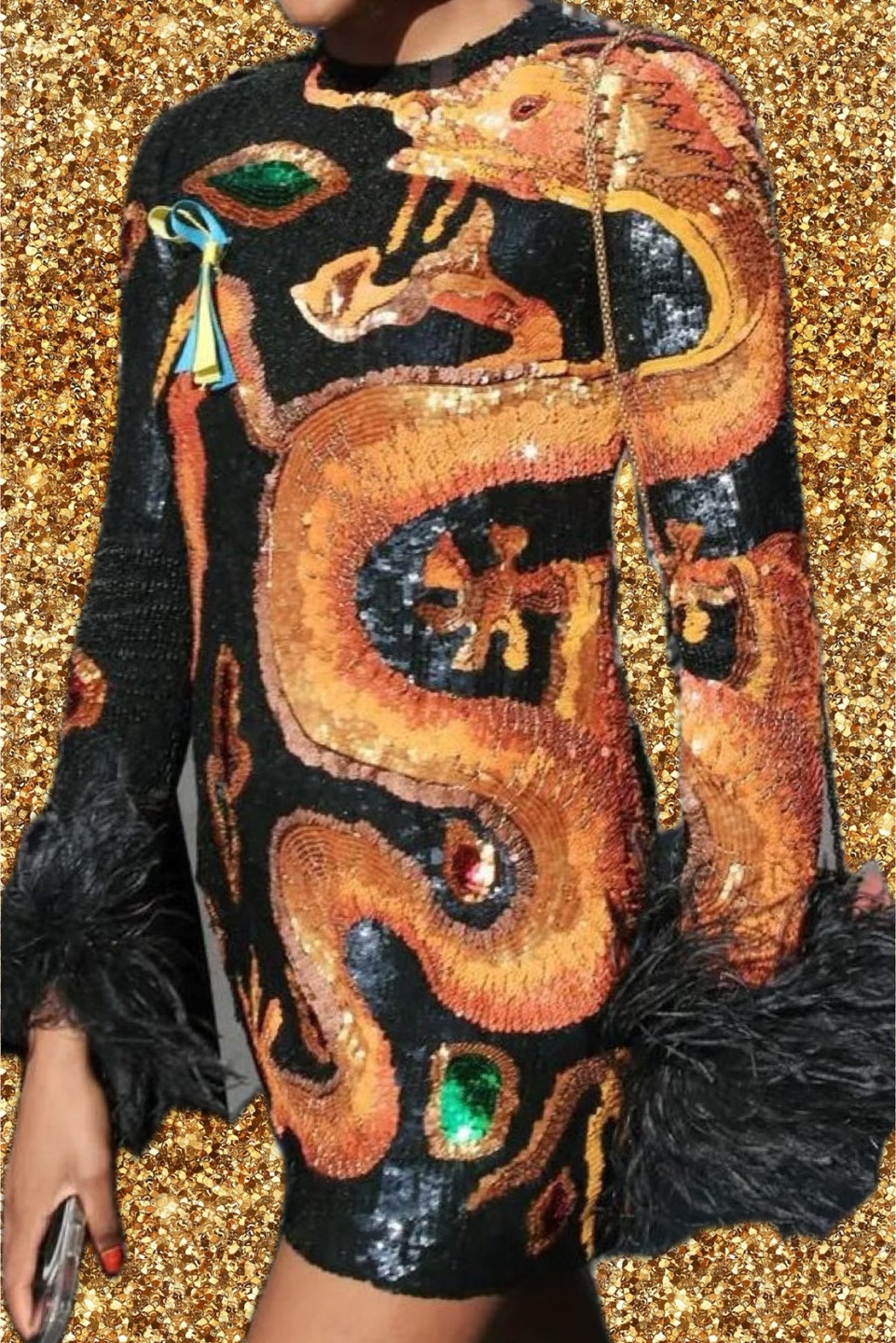 Valentino Embroidered Dragon Sequin Dress - photo 2