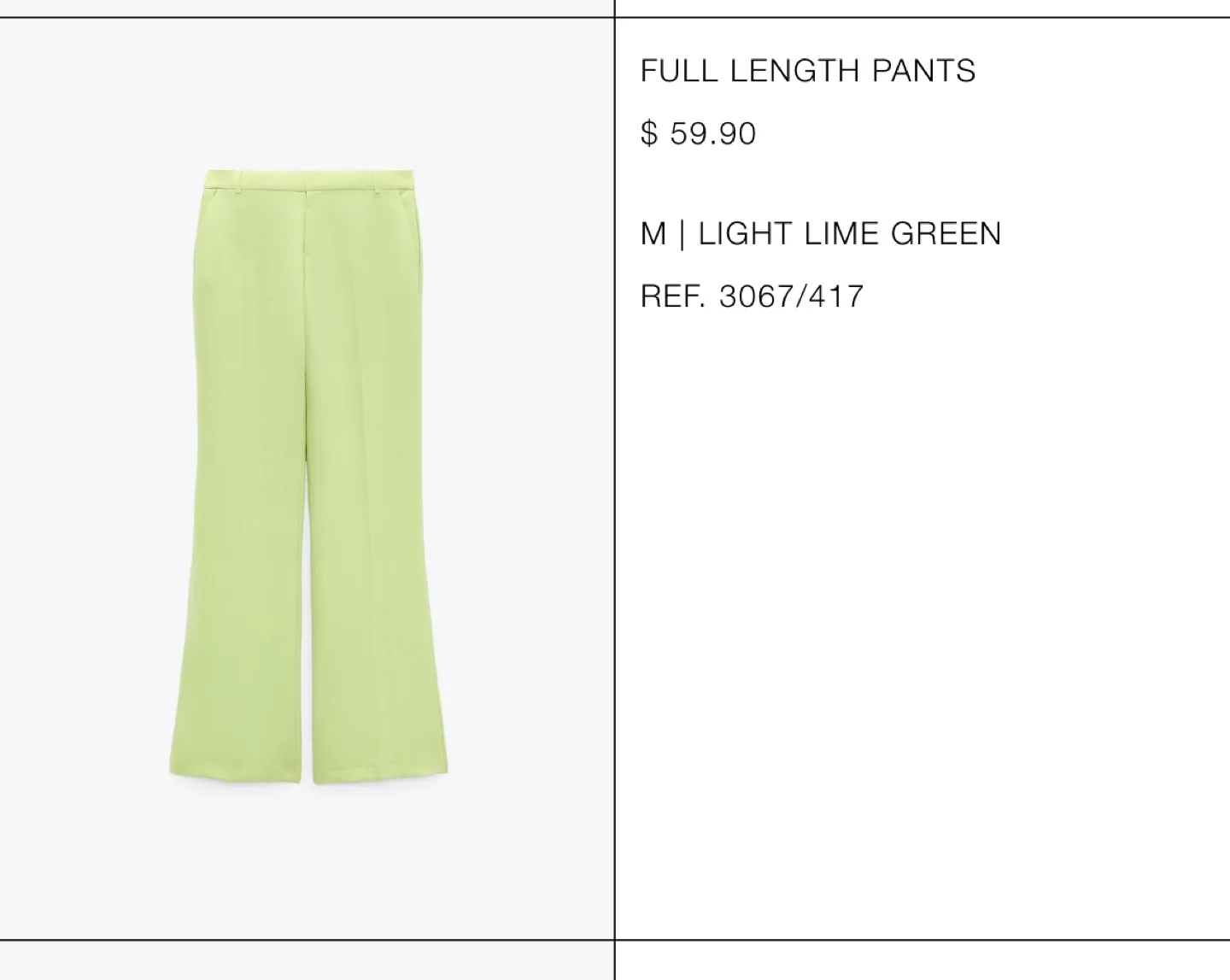 🧡 BNWT Zara Light Lime Green Full Length Pants image indicator(5)